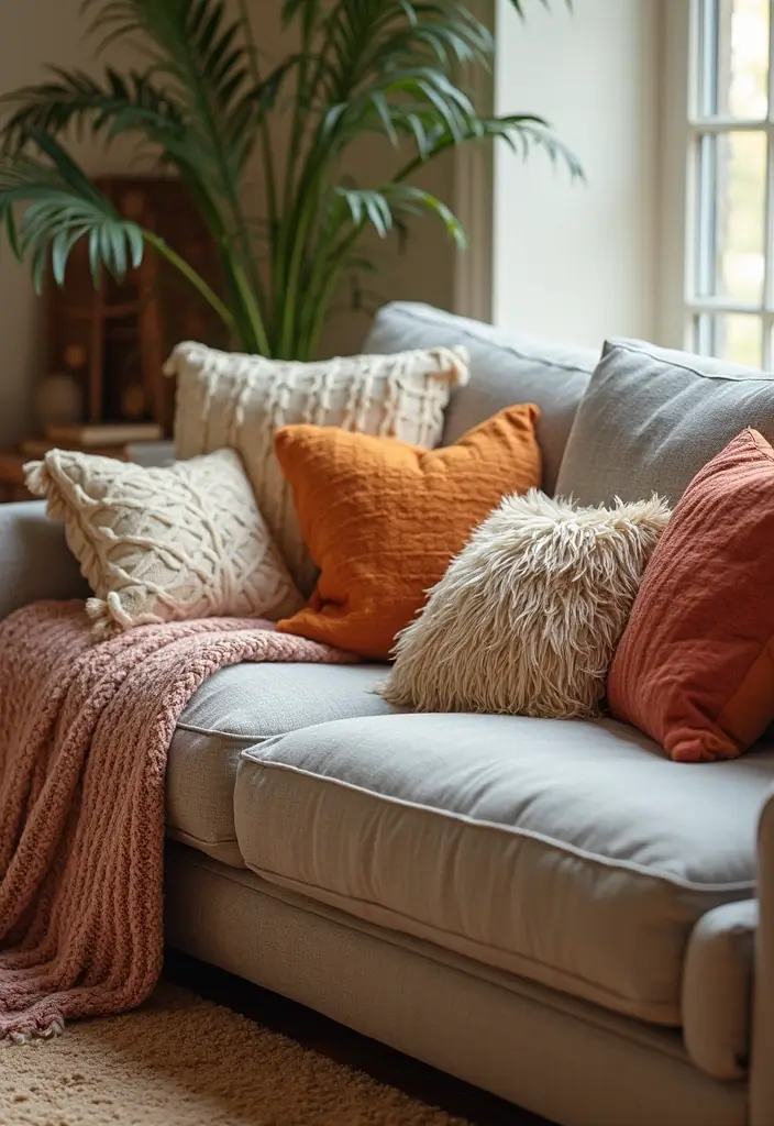29 Chill Living Room Ideas That Feel Relaxed and Inviting - 1. Layered Textiles for Comfort
