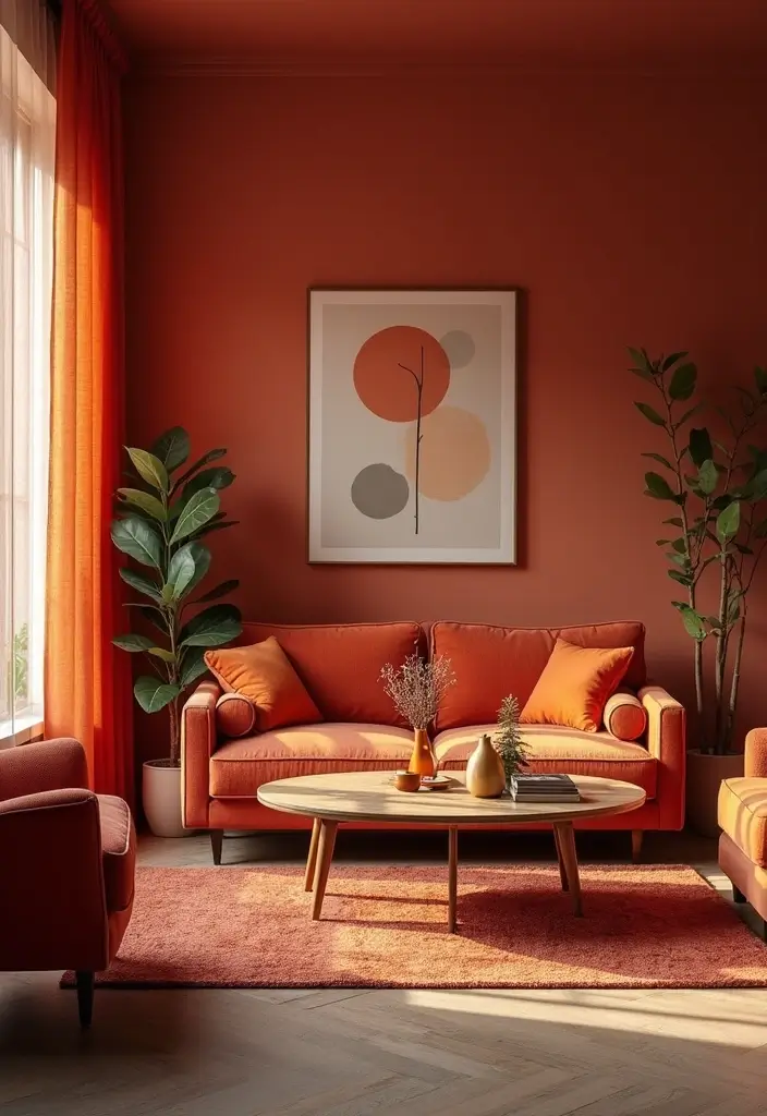 29 Chill Living Room Ideas That Feel Relaxed and Inviting - 13. Warm Color Palettes