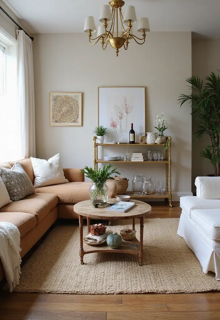 29 Chill Living Room Ideas That Feel Relaxed and Inviting - 21. Entertaining Essentials