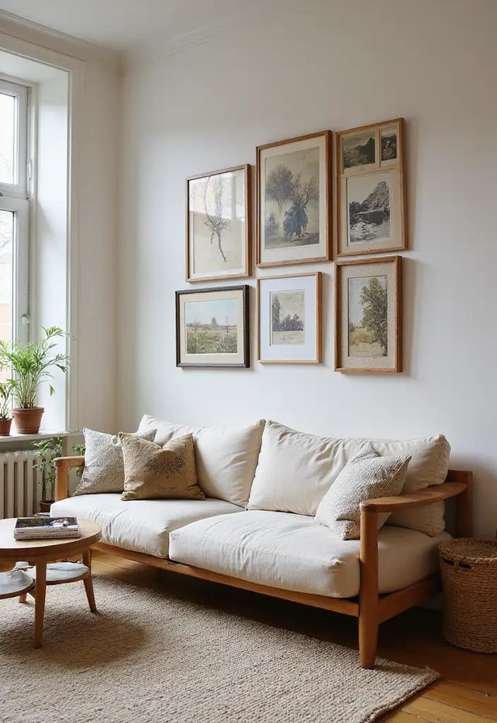 29 Chill Living Room Ideas That Feel Relaxed and Inviting - 25. Personal Artwork Display