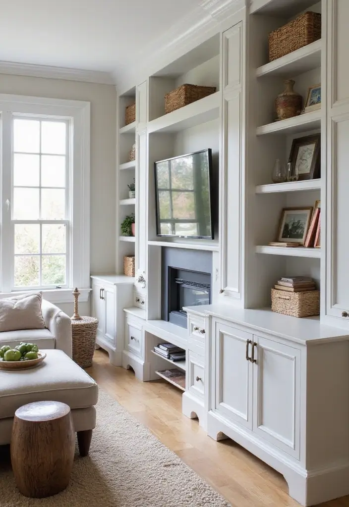 29 Chill Living Room Ideas That Feel Relaxed and Inviting - 26. Custom Built-Ins