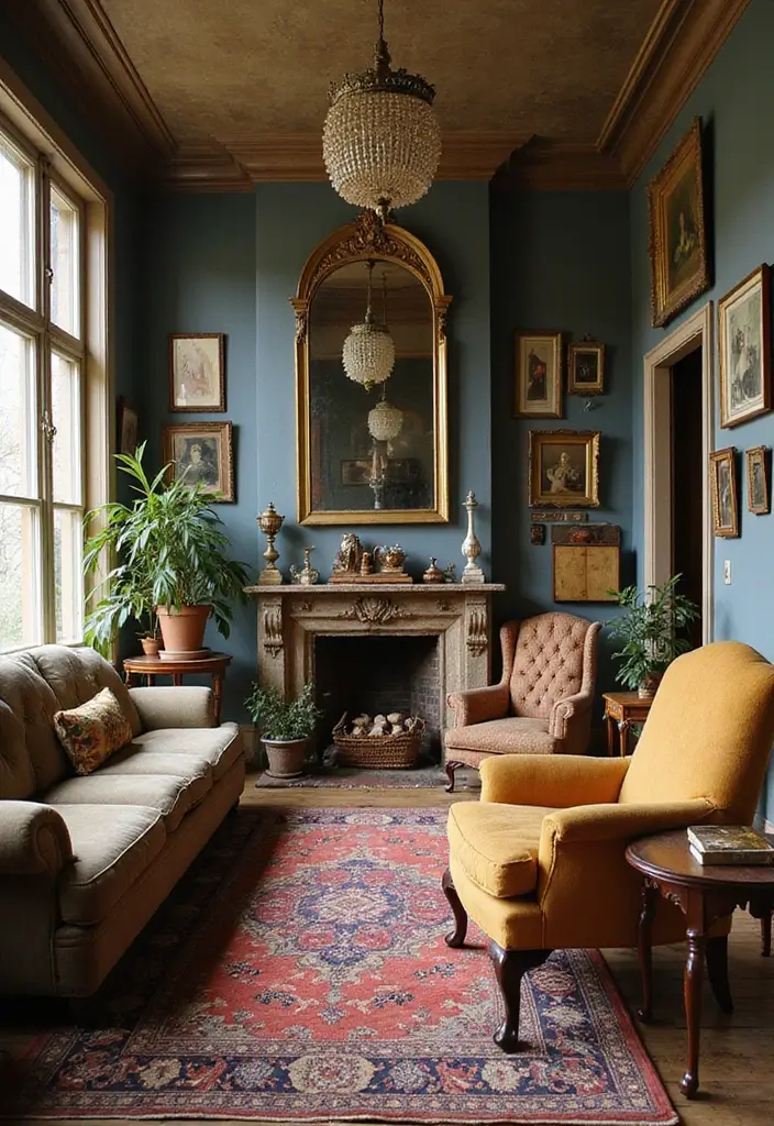29 Chill Living Room Ideas That Feel Relaxed and Inviting - 6. Vintage Finds and Eclectic Treasures