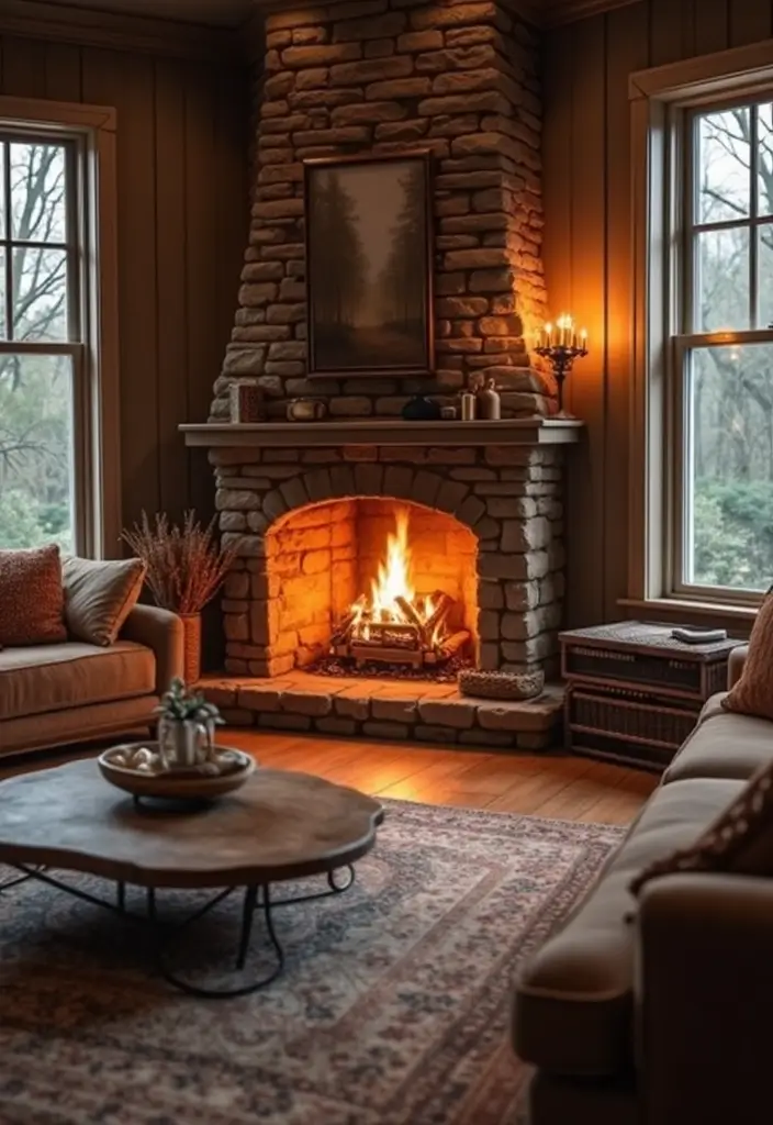 29 Chill Living Room Ideas That Feel Relaxed and Inviting - 8. Cozy Fireplaces and Hearths