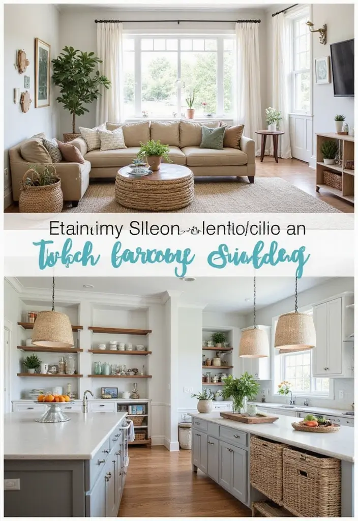 29 Home Decor Ideas Living Room and Kitchen That Tie Spaces Together - 12. Stylish Storage Solutions