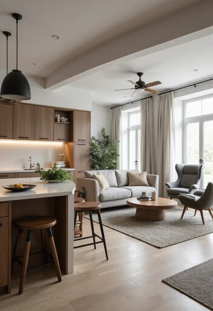 29 Home Decor Ideas Living Room and Kitchen That Tie Spaces Together - 18. Multi-Use Spaces