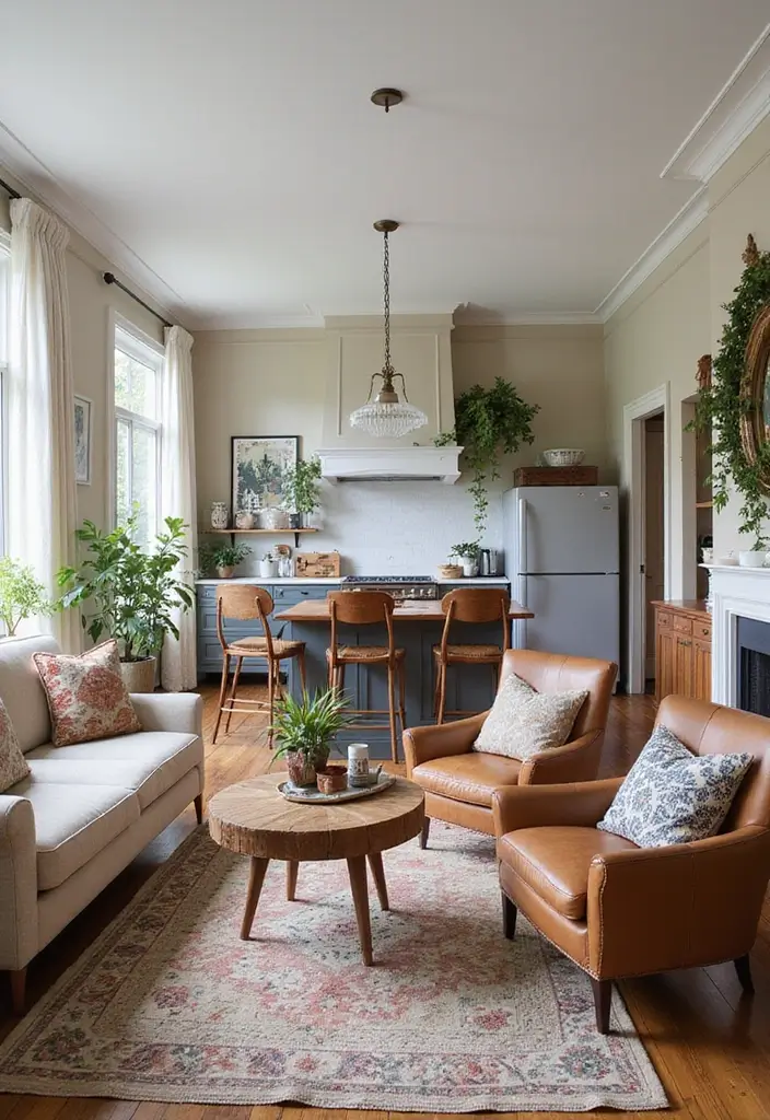 29 Home Decor Ideas Living Room and Kitchen That Tie Spaces Together - 19. Blend Old and New