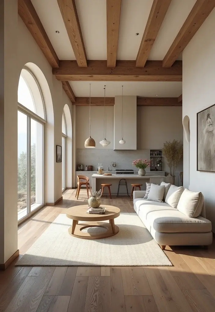 29 Home Decor Ideas Living Room and Kitchen That Tie Spaces Together - 26. Highlight Architectural Features