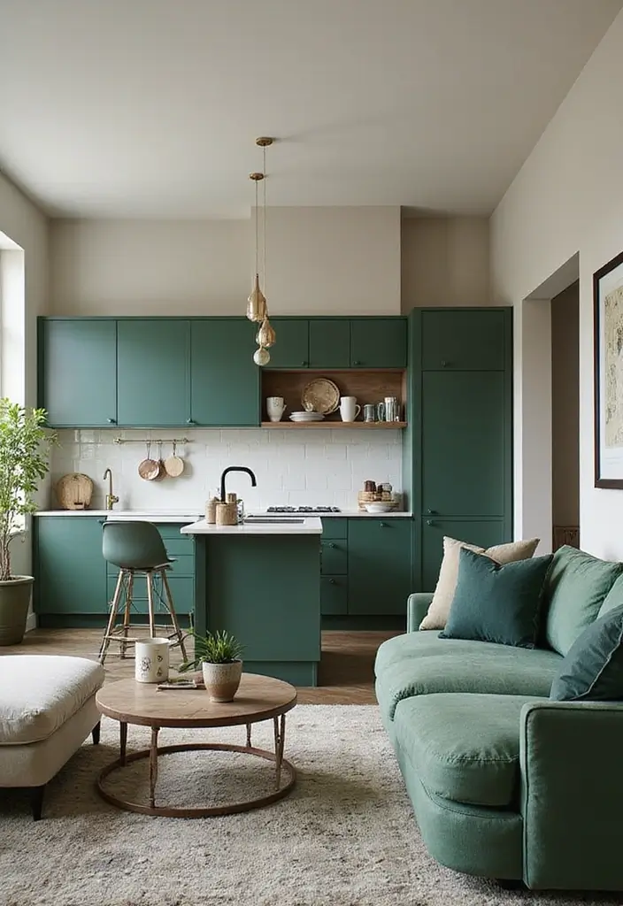 29 Home Decor Ideas Living Room and Kitchen That Tie Spaces Together - 28. Create a Visual Bridge with Color