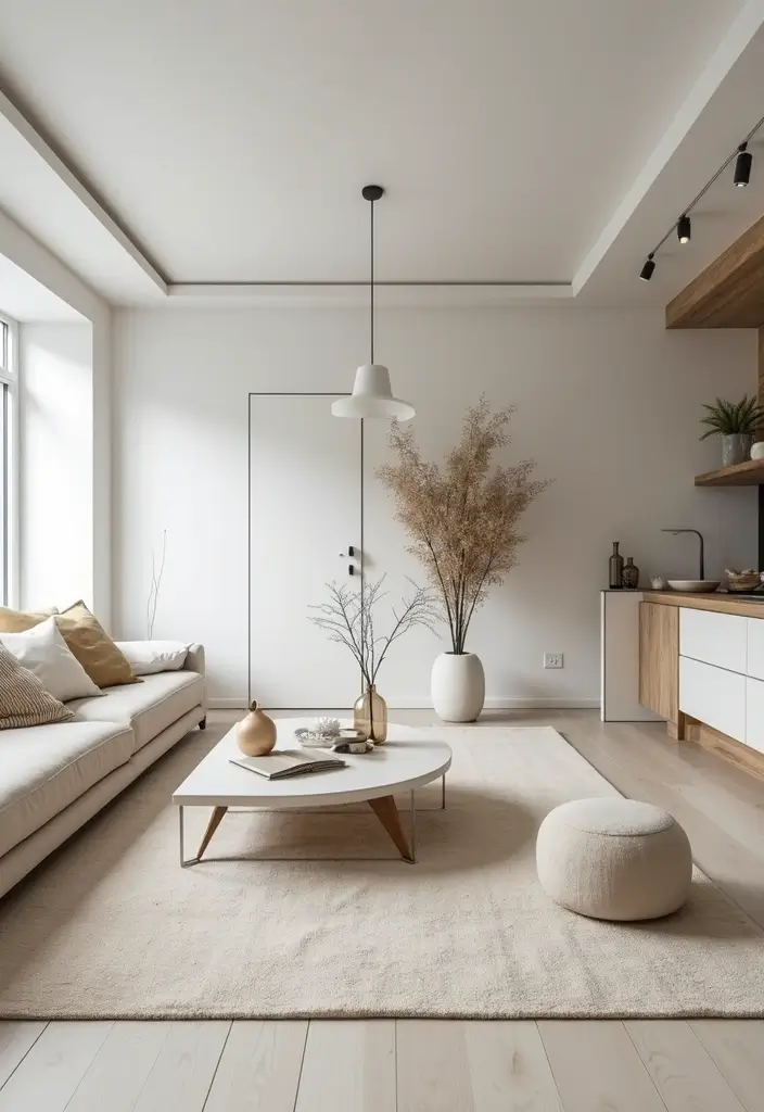 29 Home Decor Ideas Living Room and Kitchen That Tie Spaces Together - 29. Embrace Minimalism