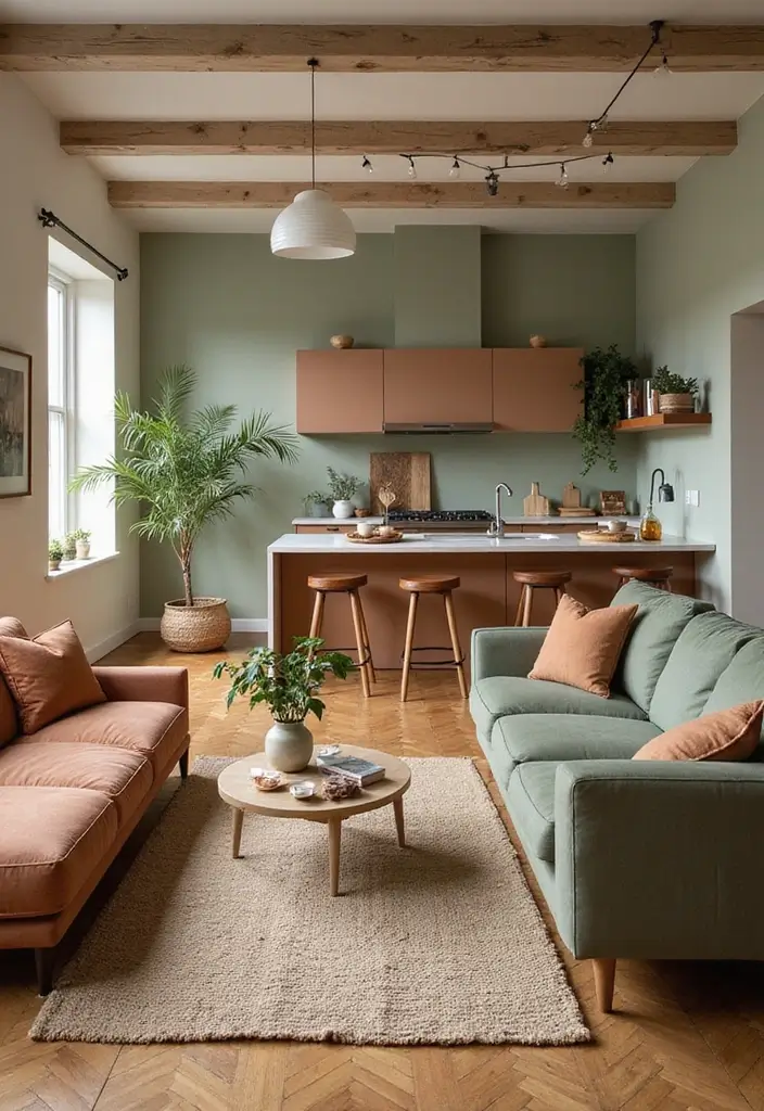 29 Home Decor Ideas Living Room and Kitchen That Tie Spaces Together - 3. Earthy Color Palettes