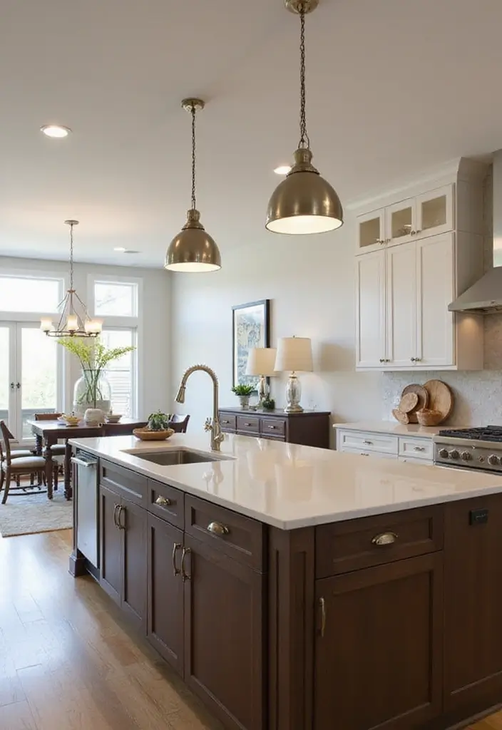 29 Home Decor Ideas Living Room and Kitchen That Tie Spaces Together - 5. Statement Lighting