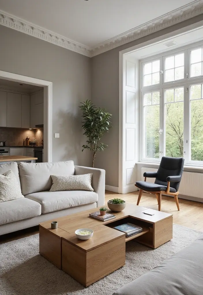 29 Home Decor Ideas Living Room and Kitchen That Tie Spaces Together - 6. Functional Furniture