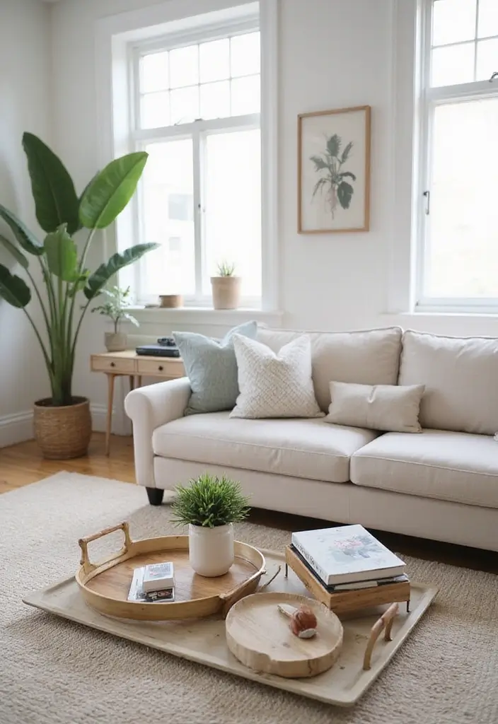 29 Living Room Objects Decor Ideas That Feel Minimal and Functional - 28. Functional Decorative Trays
