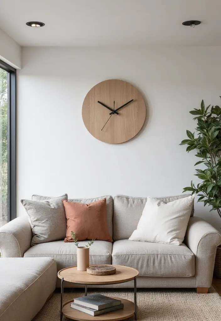 29 Living Room Objects Decor Ideas That Feel Minimal and Functional - 29. Sustainable Wall Clocks
