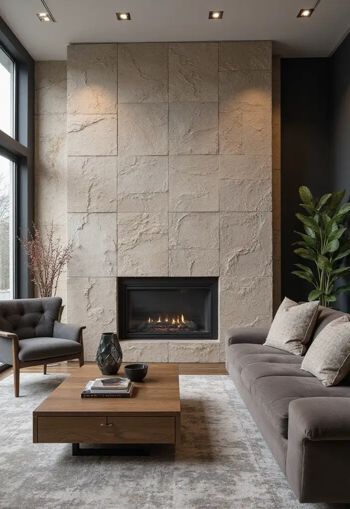 29 Living Room Tiles Design Ideas That Add Texture and Style - 11. Textured 3D Tiles for Dramatic Impact