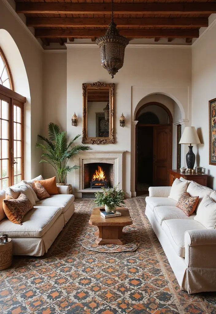 29 Living Room Tiles Design Ideas That Add Texture and Style - 22. Exotic Moroccan Tiles for a Cultural Flair