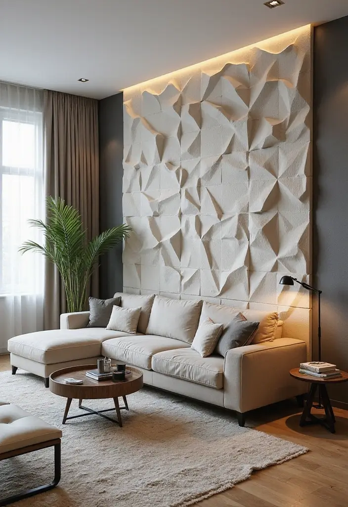 29 Living Room Tiles Design Ideas That Add Texture and Style - 26. Innovative 3D Wall Tiles for Unique Depth