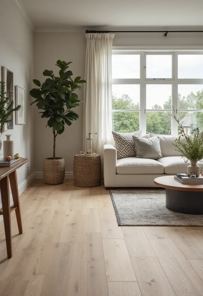 29 Living Room Tiles Design Ideas That Add Texture and Style - 28. Textured Rigid Vinyl for Easy Maintenance