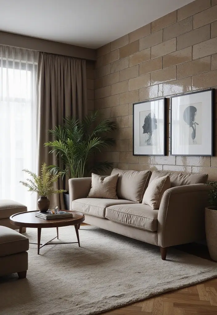 29 Living Room Tiles Design Ideas That Add Texture and Style - 3. Glossy Subway Tiles for Timeless Elegance