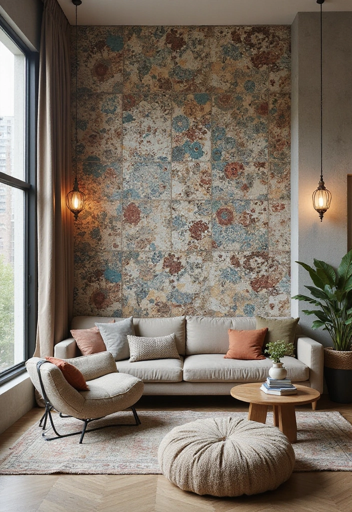 29 Living Room Tiles Design Ideas That Add Texture and Style - 5. Vintage-Inspired Mosaic Tiles