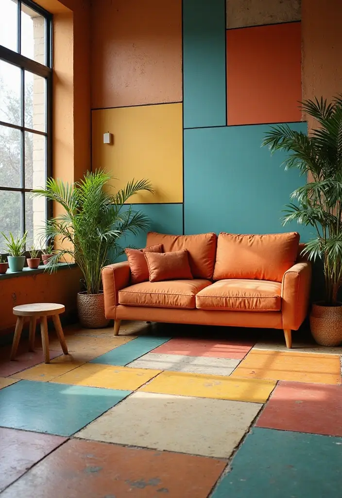29 Living Room Tiles Design Ideas That Add Texture and Style - 7. Bold Color Choices for a Vibrant Space