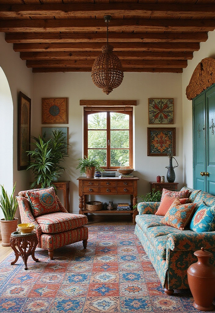 29 Living Room Tiles Design Ideas That Add Texture and Style - 8. Spanish-Inspired Talavera Tiles