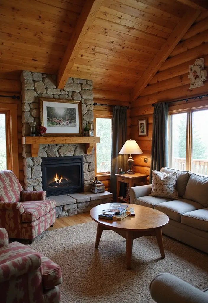 29 Log Cabin Living Room Ideas That Feel Rustic and Cozy - 16. Personal Touches