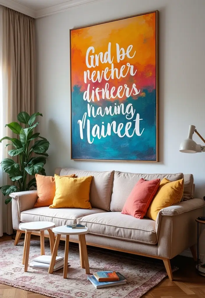 29 Painting for Living Room Walls Ideas That Add Color and Personality - 11. Inspirational Quotes for a Personal Touch