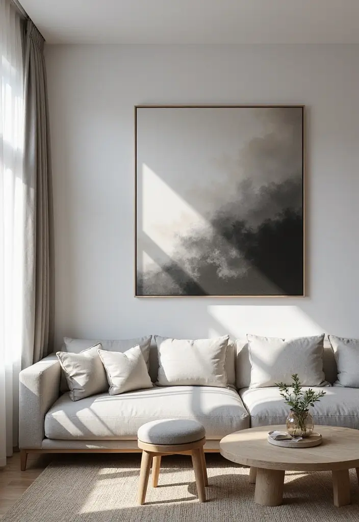 29 Painting for Living Room Walls Ideas That Add Color and Personality - 13. Monochrome Magic for Simplicity