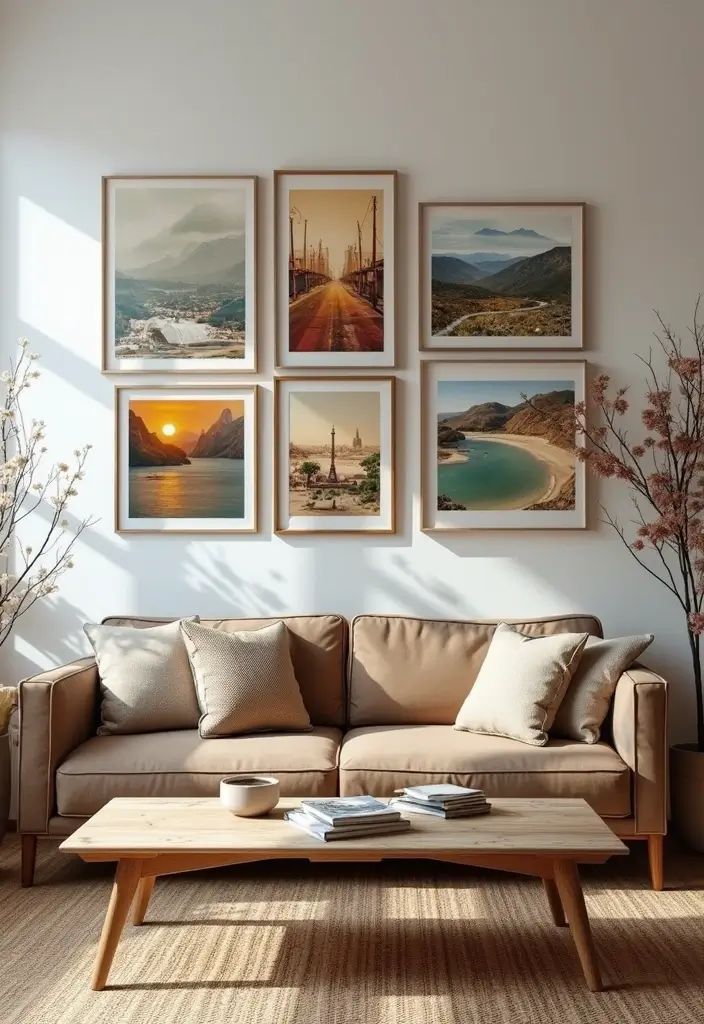 29 Painting for Living Room Walls Ideas That Add Color and Personality - 18. Travel-Inspired Art for Wanderlust Vibes