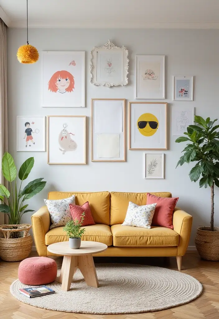 29 Painting for Living Room Walls Ideas That Add Color and Personality - 4. Whimsical Illustrations for Playful Vibes
