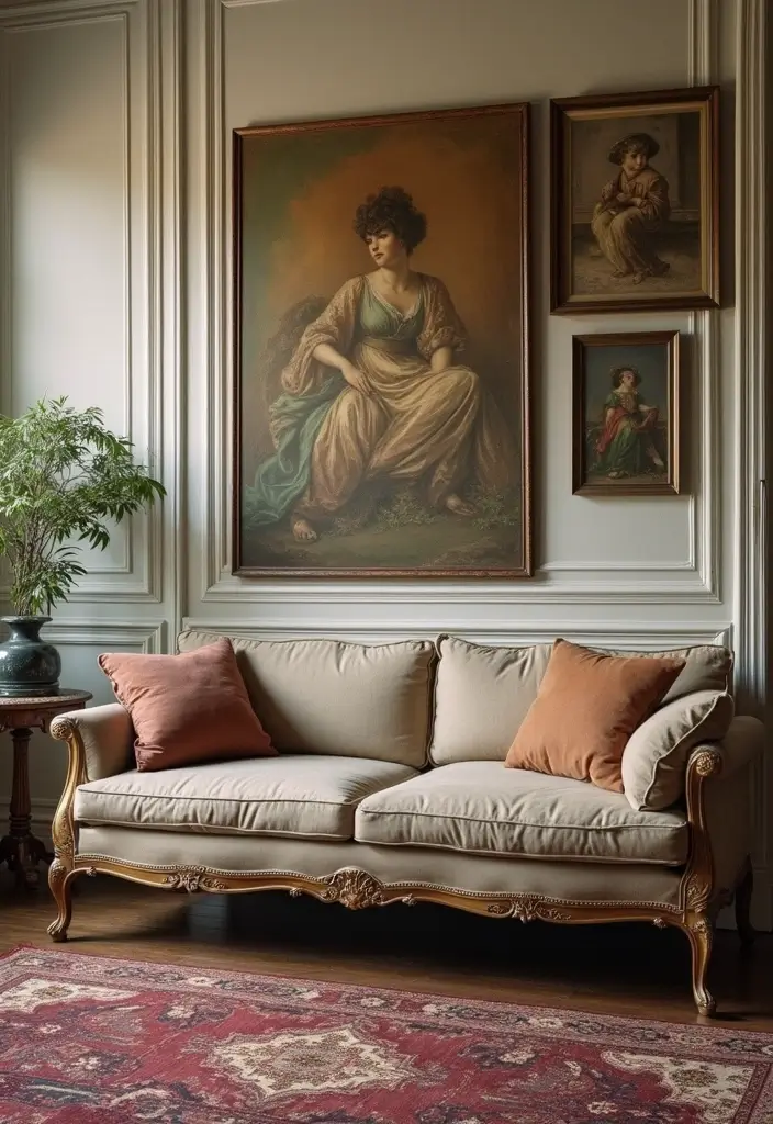 29 Painting for Living Room Walls Ideas That Add Color and Personality - 6. Vintage Style for a Timeless Appeal