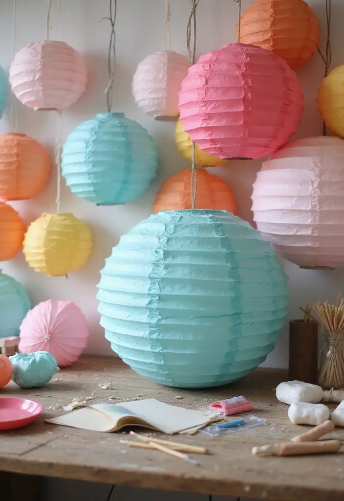 29 Paper Lantern Living Room Ideas That Feel Soft and Whimsical - 14. DIY Paper Lanterns