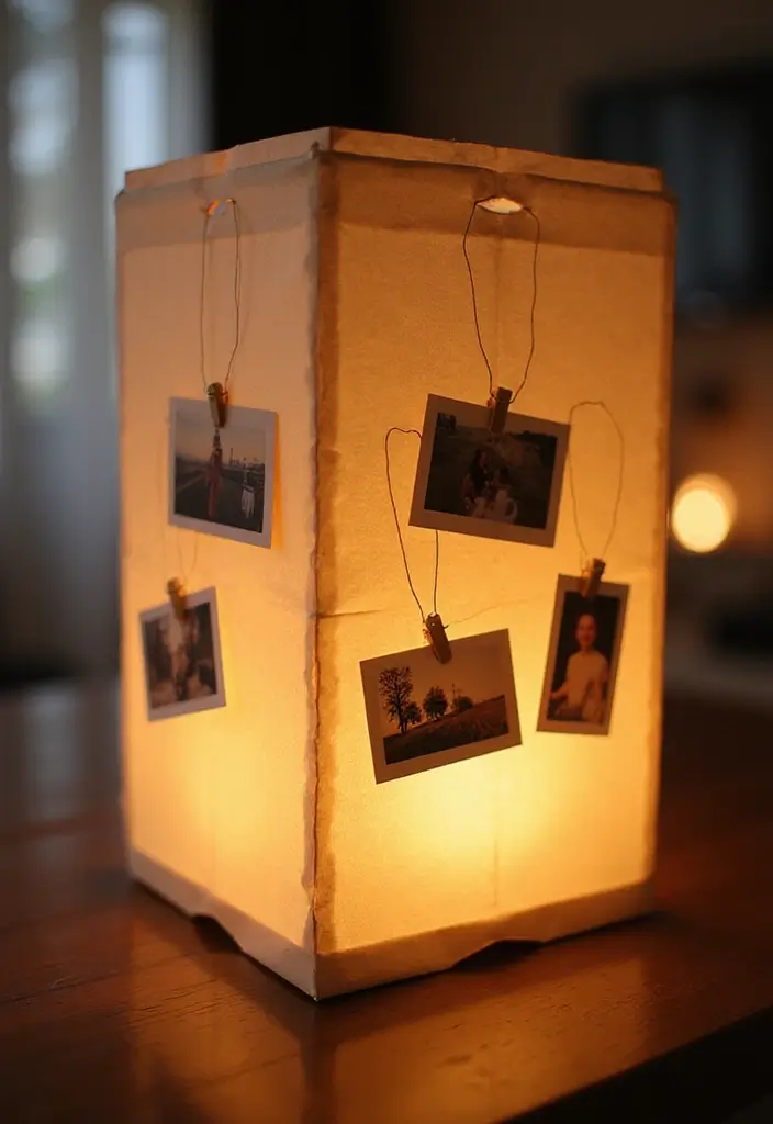 29 Paper Lantern Living Room Ideas That Feel Soft and Whimsical - 19. Lanterns with Photos or Mementos