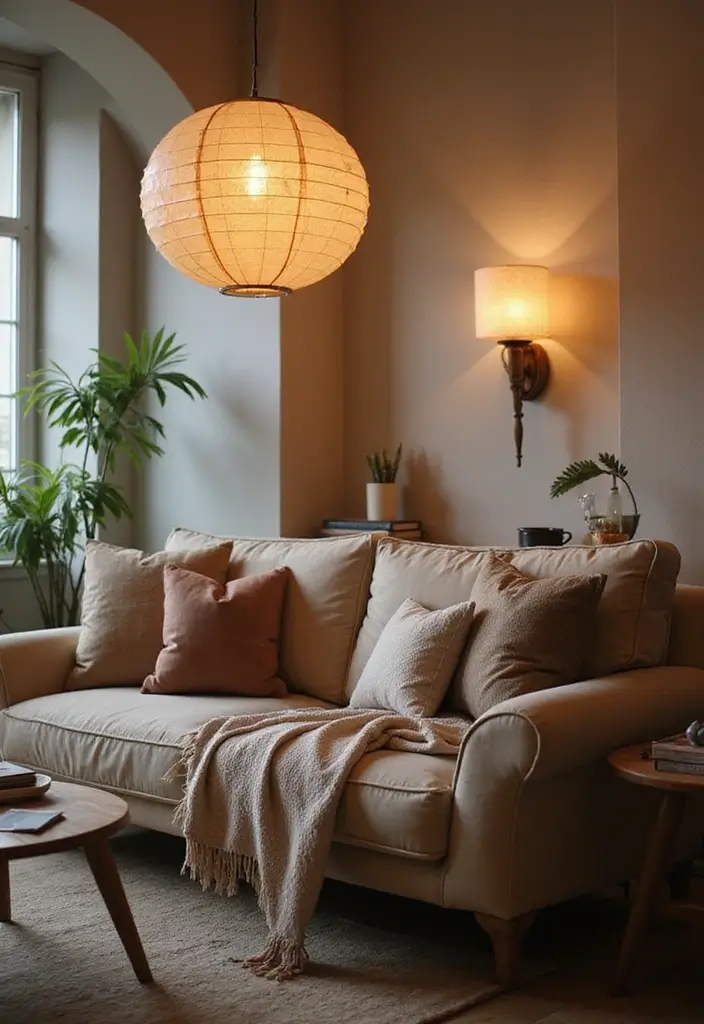 29 Paper Lantern Living Room Ideas That Feel Soft and Whimsical - 25. Lanterns as Wall Sconces