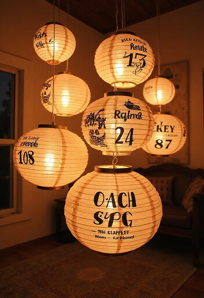 29 Paper Lantern Living Room Ideas That Feel Soft and Whimsical - 29. Lanterns with Personal Touches