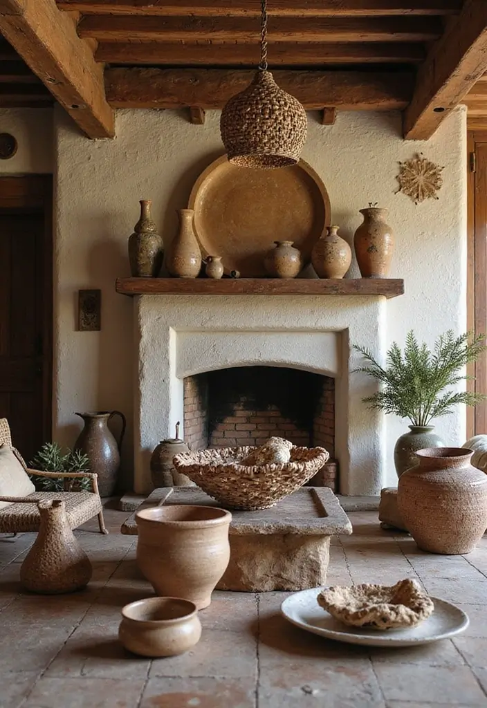 29 Rustic Green Living Room Ideas That Feel Natural and Warm - 10. Handcrafted Décor