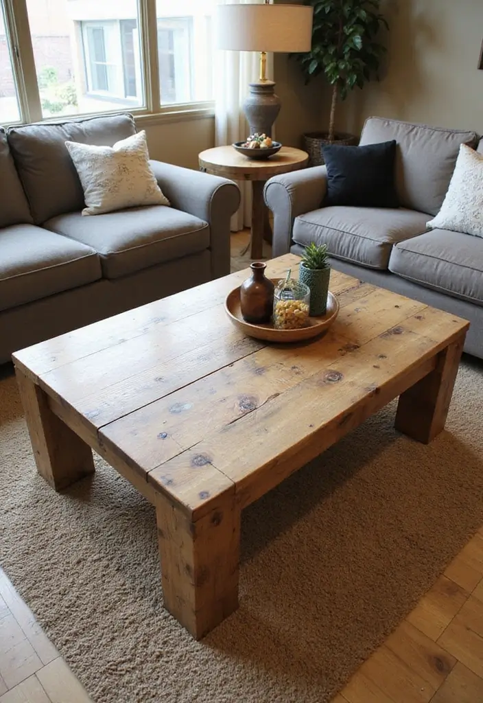 29 Rustic Green Living Room Ideas That Feel Natural and Warm - 26. Unique Coffee Table Designs