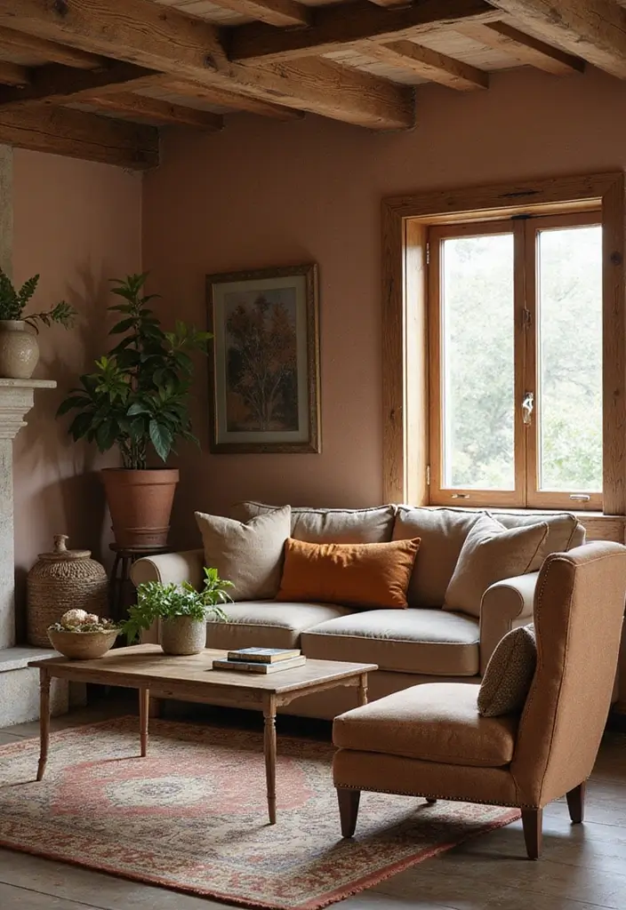 29 Rustic Green Living Room Ideas That Feel Natural and Warm - 27. Earthy Color Accents