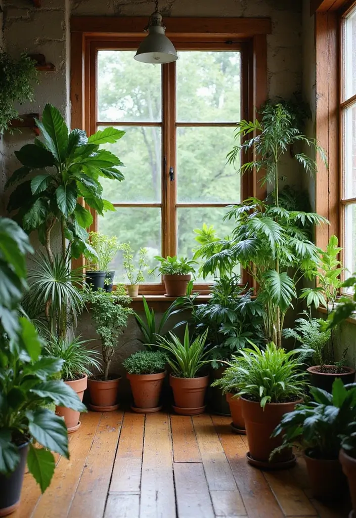 29 Rustic Green Living Room Ideas That Feel Natural and Warm - 3. Indoor Plants Galore