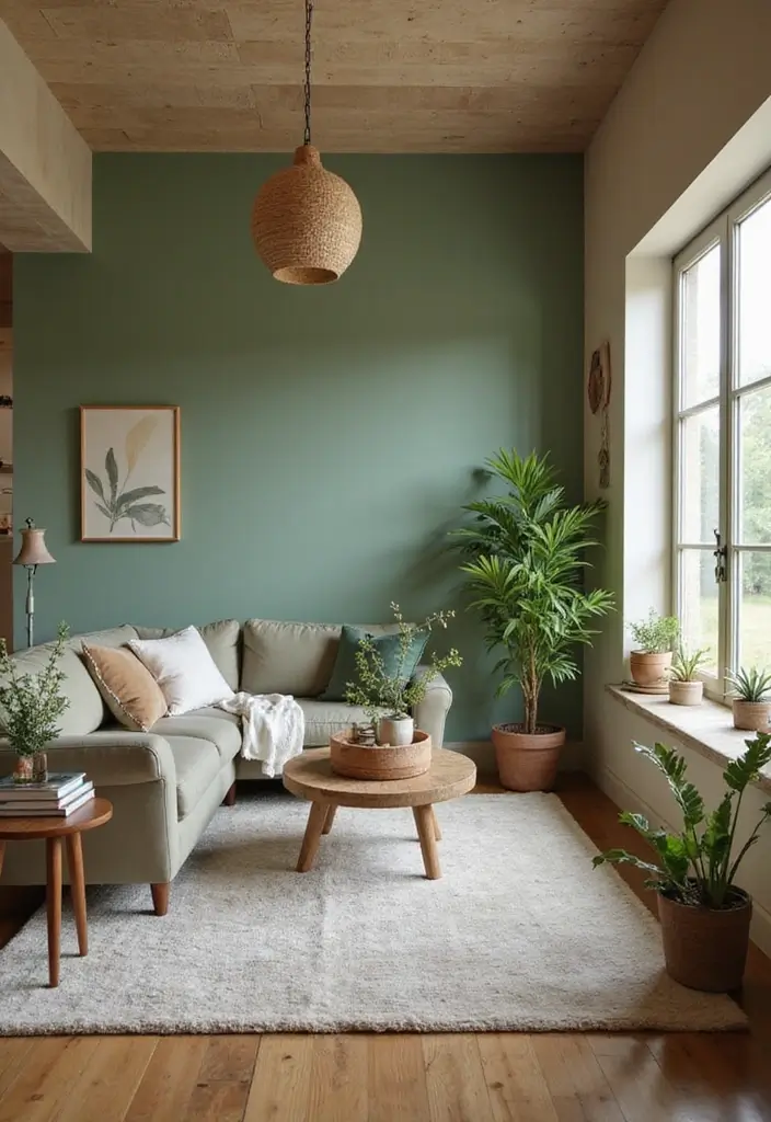 29 Rustic Green Living Room Ideas That Feel Natural and Warm - 6. Eco-Friendly Paints