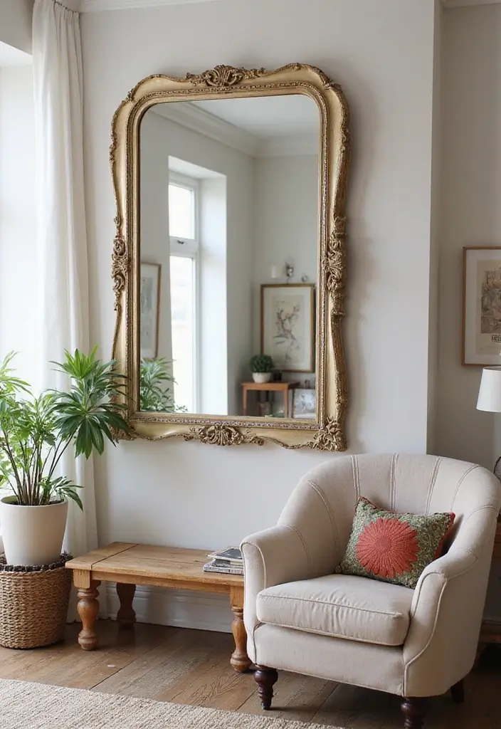29 Small Living Room Wall Decor Ideas That Add Visual Interest - 13. Creative Use of Mirrors