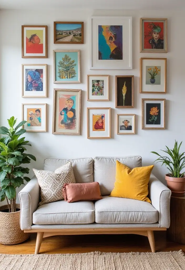 29 Small Living Room Wall Decor Ideas That Add Visual Interest - 2. Gallery Wall of Prints