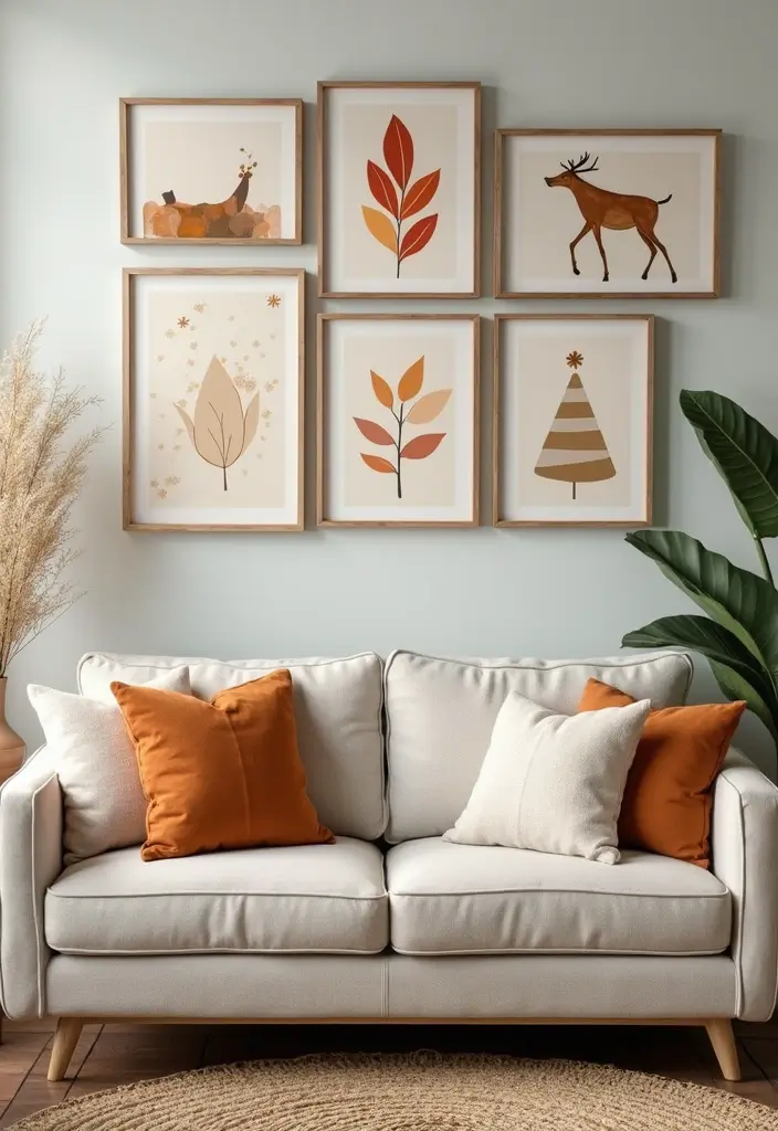 29 Small Living Room Wall Decor Ideas That Add Visual Interest - 27. Seasonal Wall Decor