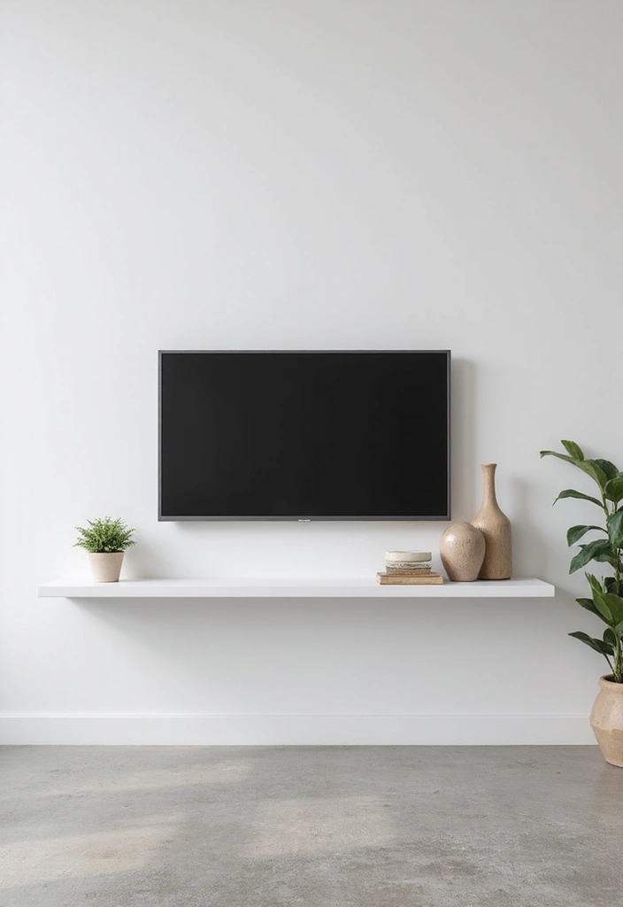 29 TV Wall Ideas Living Room Floating Shelves That Look Sleek and Organized - 1. Minimalist Elegance