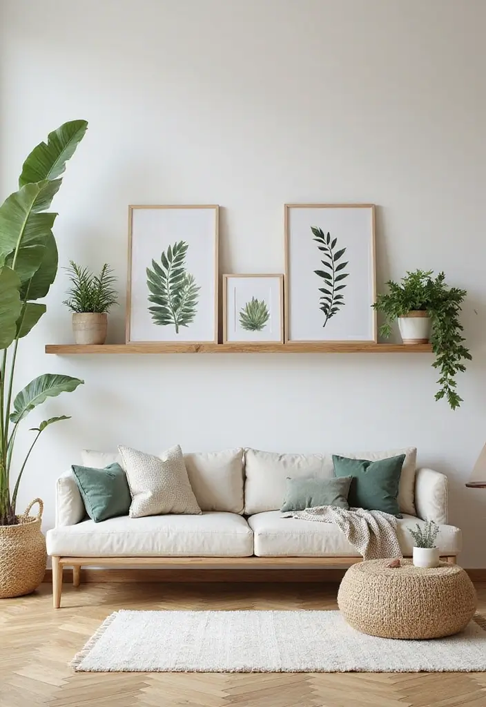 29 TV Wall Ideas Living Room Floating Shelves That Look Sleek and Organized - 10. Nature-Inspired Designs