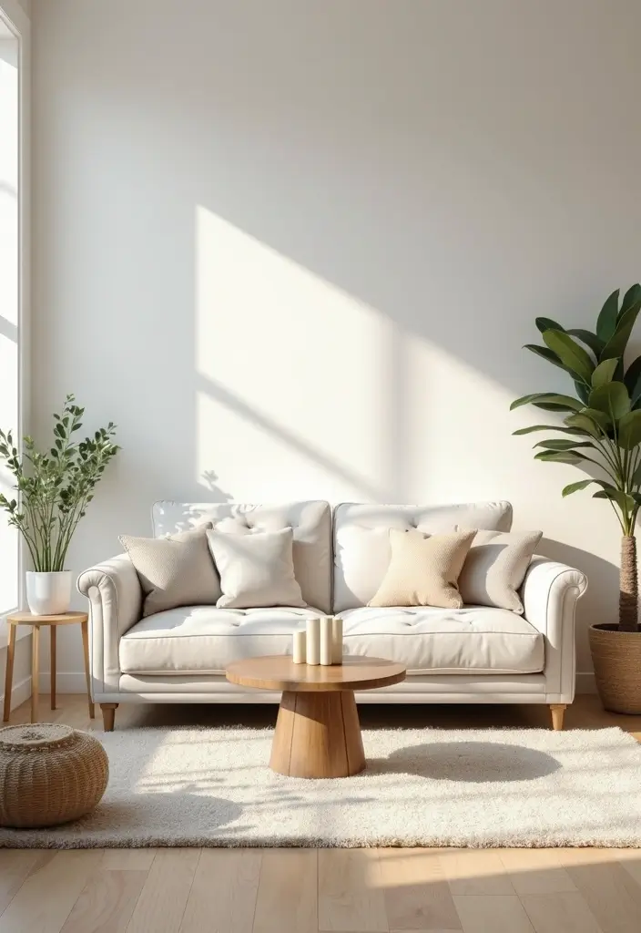 29 Tufted Sofa Living Room Ideas That Feel Plush and Elegant - 14. Bright and Airy with Whites and Blues