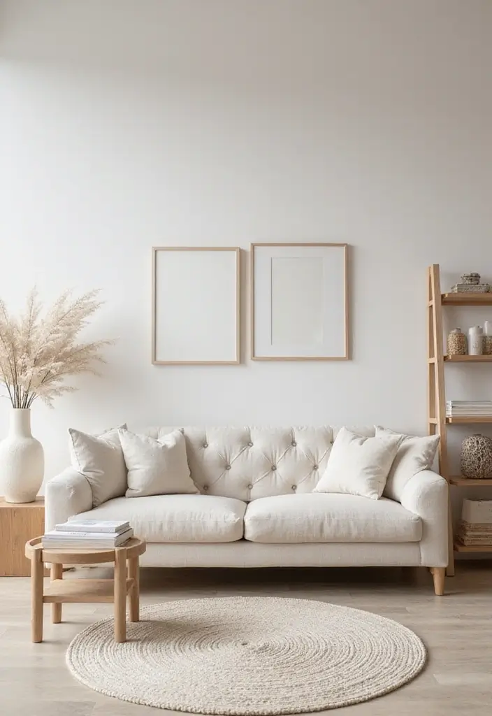 29 Tufted Sofa Living Room Ideas That Feel Plush and Elegant - 27. Soft and Serene with Light Colors