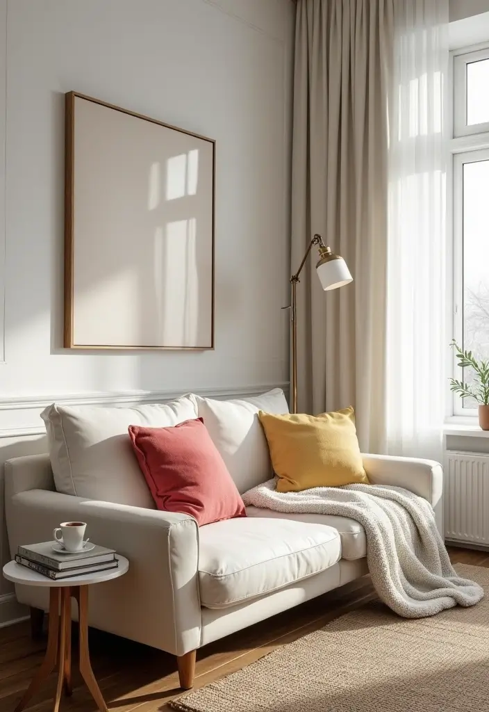 29 White Leather Sofa Living Room Ideas That Feel Bright and Modern - 1. Cozy Corner with Accents