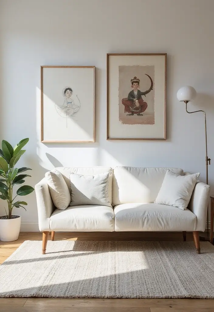 29 White Leather Sofa Living Room Ideas That Feel Bright and Modern - 19. Play with Scale